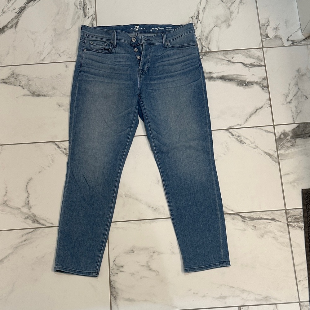 7 For All Mankind Mid-Wash Ankle Jeans